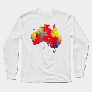 Australia Watercolor Map Painting Long Sleeve T-Shirt